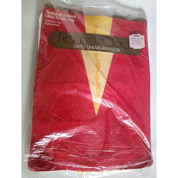 Vintage Round The Clock Control Top Pantyhose Size B Yellow Textured Ultra Sheer - Picture 1 of 4